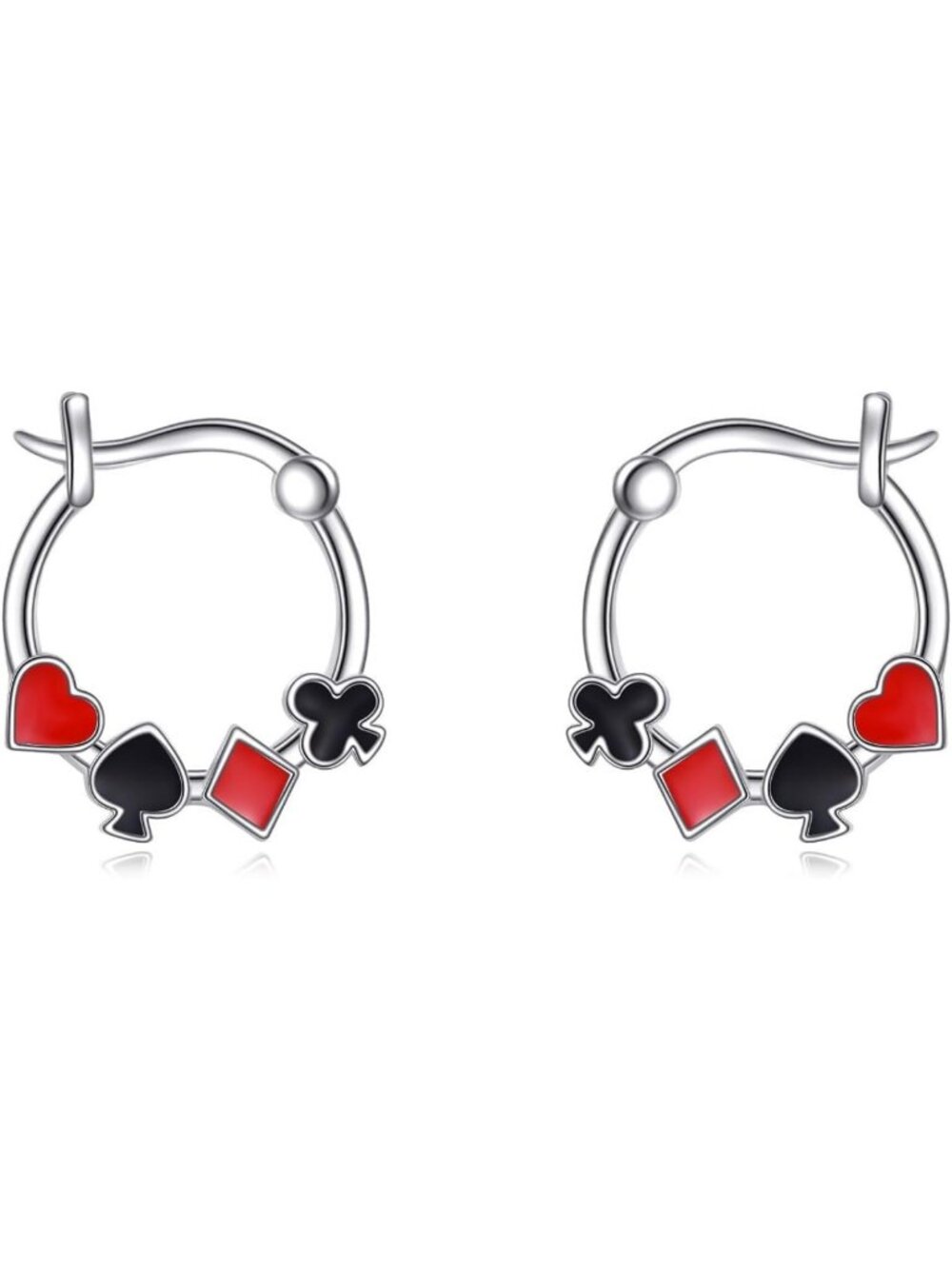 Sterling Silver Heart/Poker/Bee/Chicken/Music/Mushroom Hoop Earrings Jewelry for